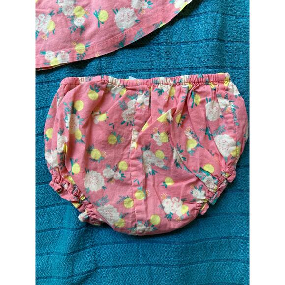 EGG Two Piece Baby Set ~ Pink Flowers & Lemons Print Bloomers & Top Sz 12 mo - Picture 6 of 7